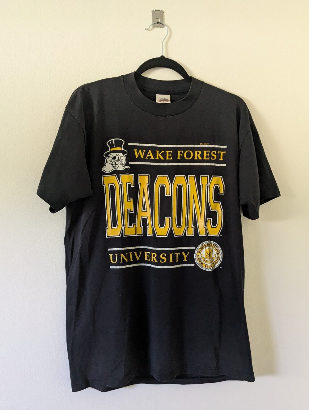 Vintage Wake Forest Demon Deacons Black T-Shirt Adult Large